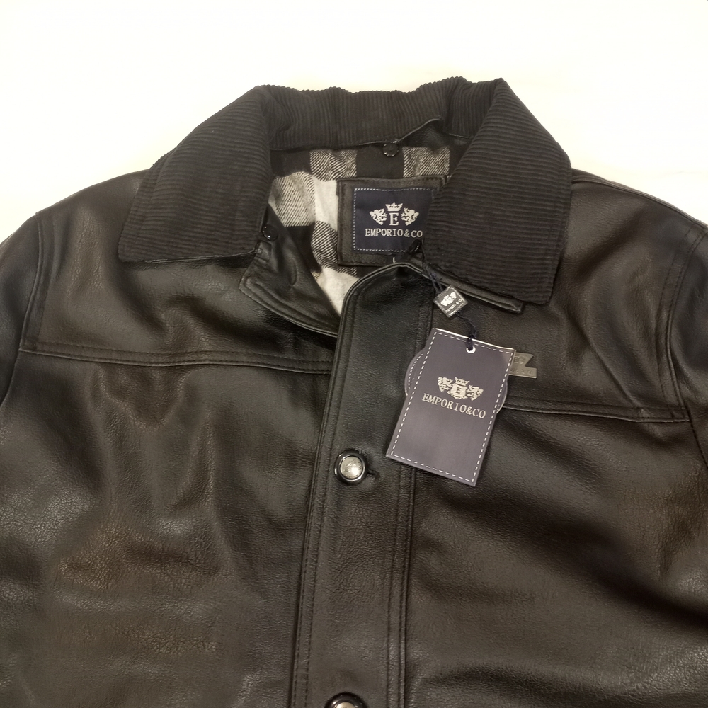Emporio & Company Men's Black Faux Leather Jacket  NWT Large